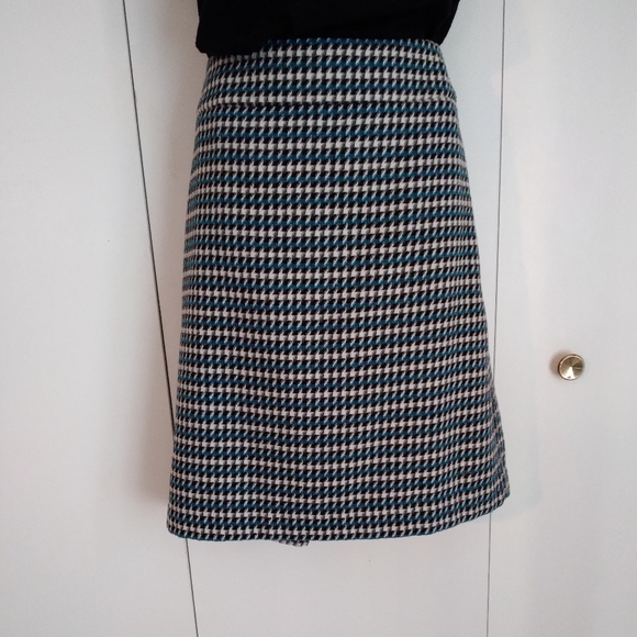 Talbots women's blue Herringbone wool blend skirt size 14 Petite